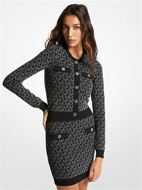 michael kors logo jacquard cardigan|Michael Kors zip up sweater.